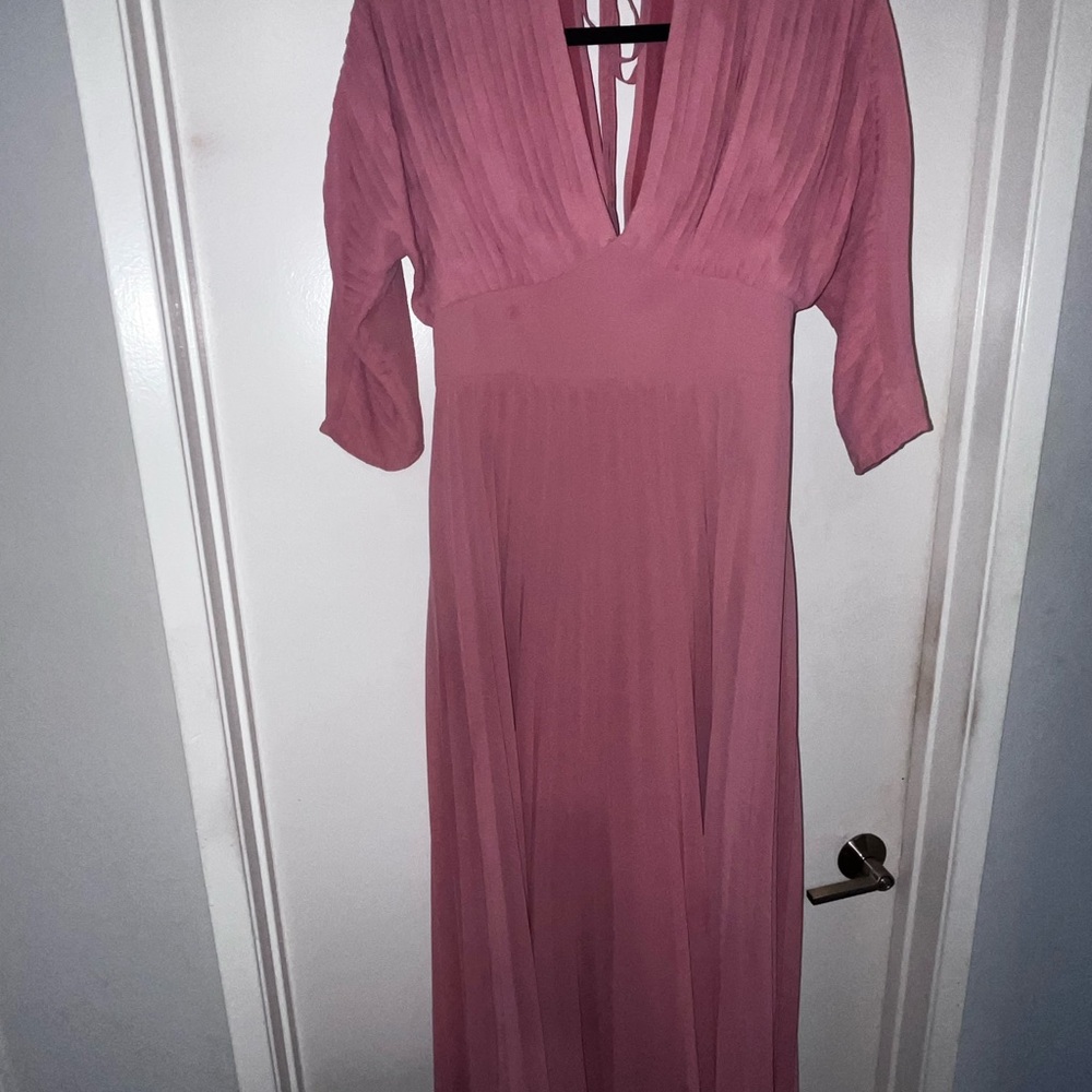 Elegant Long Sleeve Mauve Maxi Dress